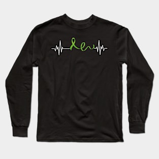 Heartbeat Mental Health Awareness, Green Ribbon Long Sleeve T-Shirt